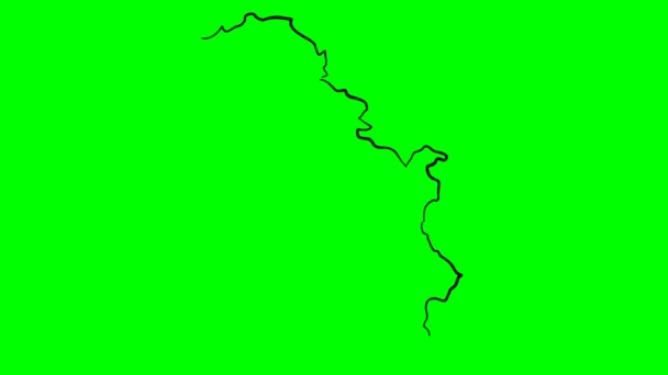 Serbia Drawing Colored Map Green Screen Isolated — Stock Video