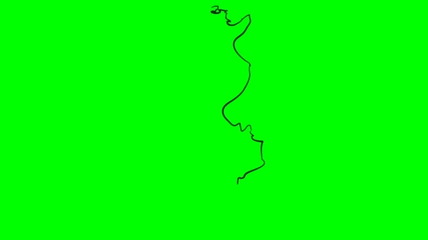 Tunisia Drawing Colored Map Green Screen Isolated — Stock Video
