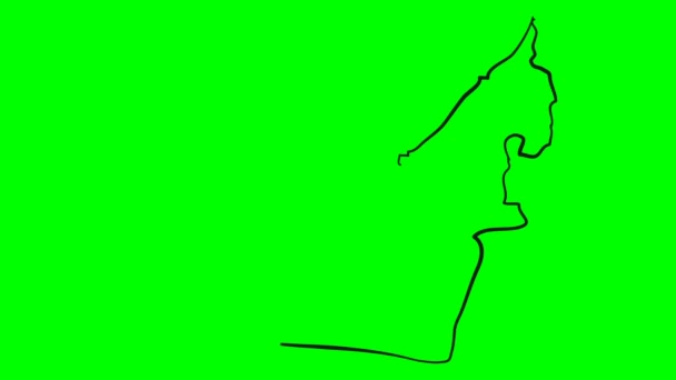 Emirados Árabes Unidos Desenho Colorido Mapa Tela Verde Isolado — Vídeo de Stock