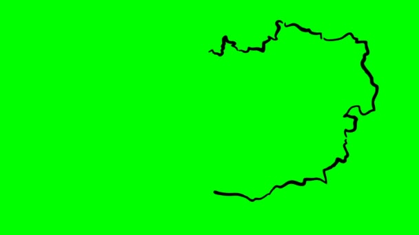 Austria Disegno Schema Mappa Schermo Verde Isolato — Video Stock