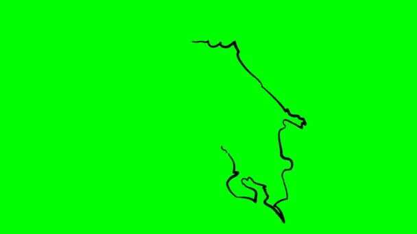 Costa Rica Dessin Contour Carte Écran Vert Isolé — Video