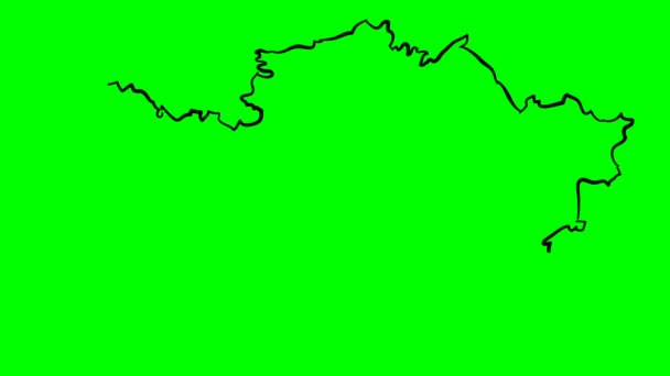 Kazajstán Dibujo Esquema Mapa Pantalla Verde Aislado — Vídeo de stock