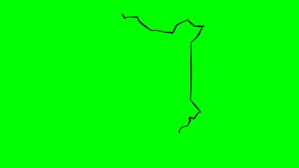Kenya Ritning Kontur Karta Grön Skärm Isolerad — Stockvideo