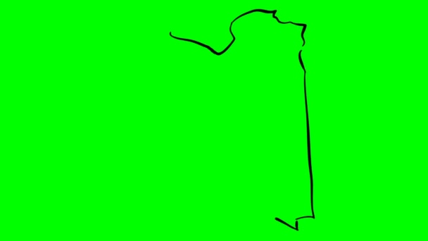 Líbia Desenho Esboço Mapa Tela Verde Isolado — Vídeo de Stock