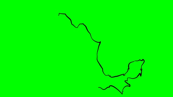 Mexico Drawing Outline Map Green Screen Isolated — Stock Video