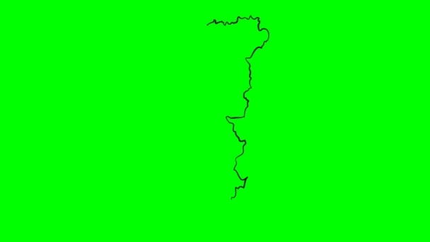 Portekiz Ana Hat Haritası Yeşil Ekran Izole Edildi — Stok video
