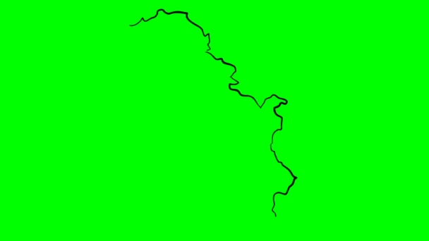 Serbien Ritning Skiss Karta Grön Skärm Isolerad — Stockvideo