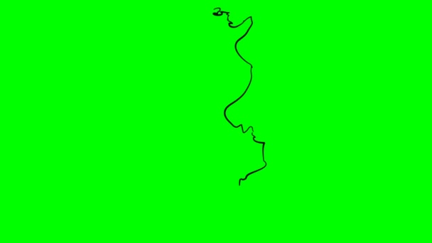 Tunisia Drawing Outline Map Green Screen Isolated — Stock Video