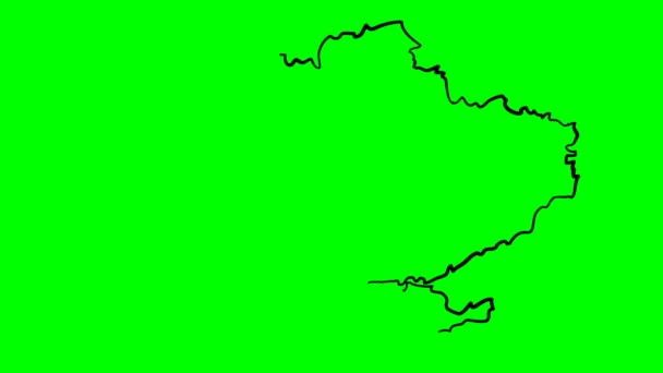 Ucrania Dibujo Esquema Mapa Pantalla Verde Aislado — Vídeo de stock