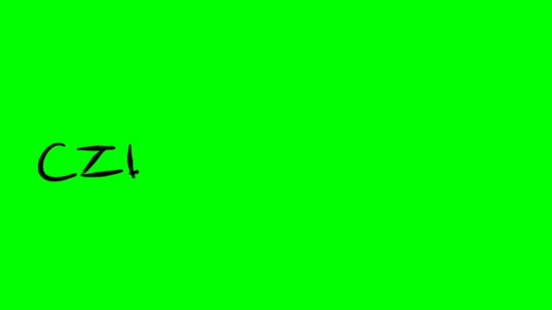 Czech Republic Drawing Text Green Background — Stock Video