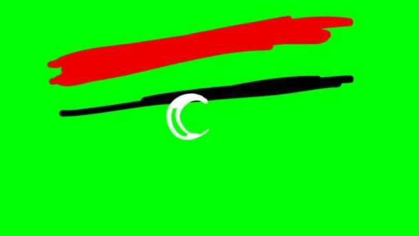 在绿色背景上悬挂利比亚国旗 — 图库视频影像