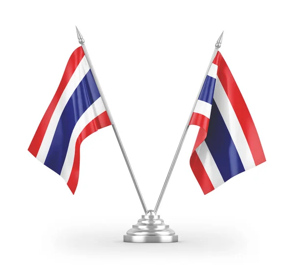 Bandeiras Mesa Tailândia Isoladas Fundo Branco Renderização — Fotografia de Stock