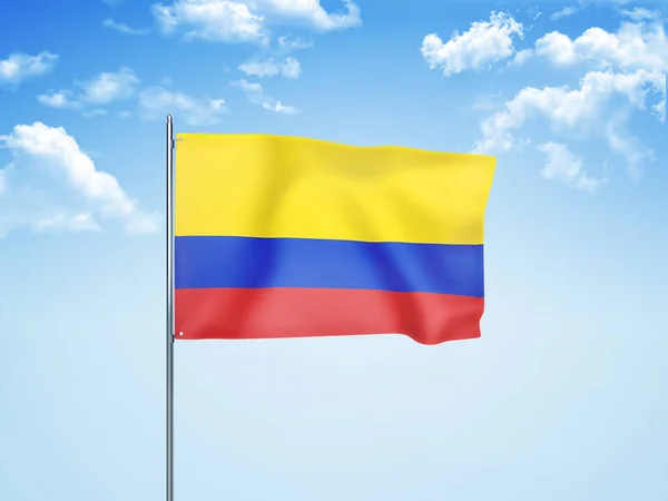 Kolumbia Zászló Integetett Felhős Égen Illusztráció — Stock Fotó