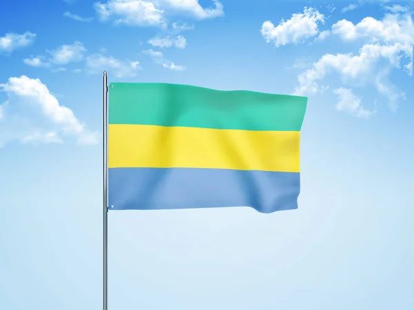 Drapeau Gabonais Agitant Dans Ciel Nuageux Illustration — Photo