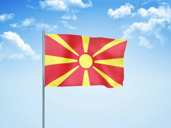 Флаг Македонии Размахивающий Облачном Небе Иллюстрацией — стоковое фото