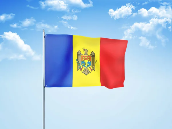 Moldavië Vlag Zwaaien Bewolkte Lucht Illustratie — Stockfoto
