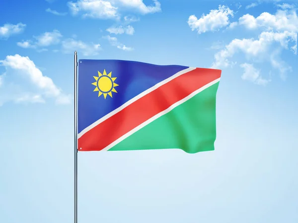 Namibia Flagge Weht Bewölkten Himmel Illustration — Stockfoto