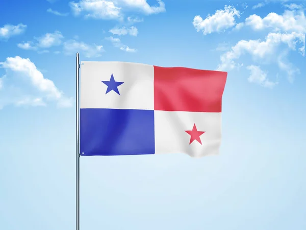 Bandera Panamá Ondeando Cielo Nublado Ilustración —  Fotos de Stock