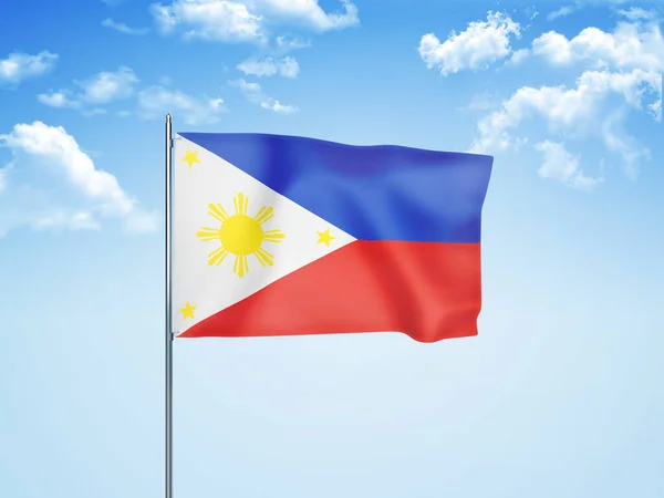 Philippines Flag Waving Cloudy Sky Illustration — Stock Photo, Image