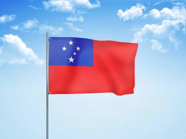 Bandeira Samoa Acenando Céu Nublado Ilustração — Fotografia de Stock