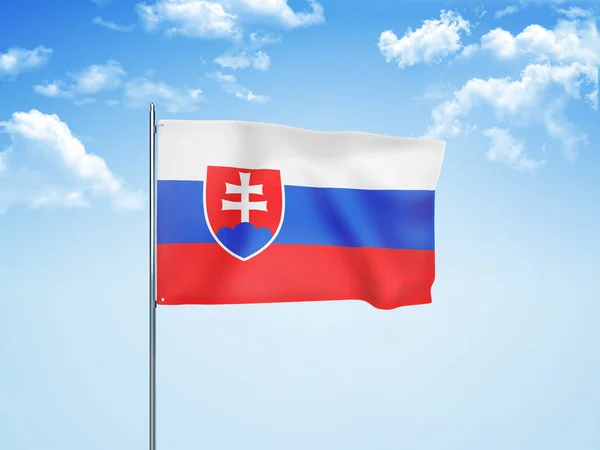 Slovakia Flag Waving Cloudy Sky Illustration — Stock Photo, Image