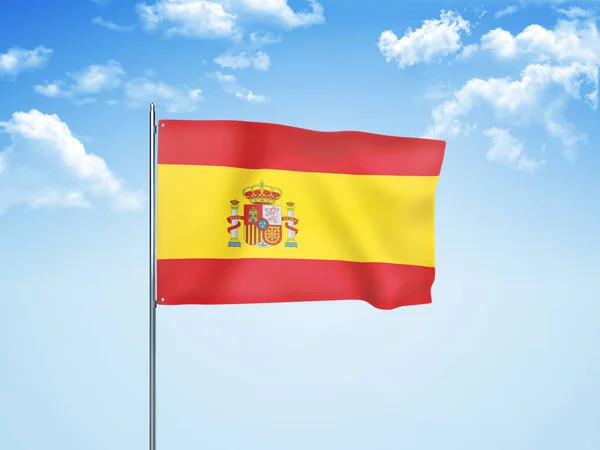 Drapeau Espagne Agitant Dans Ciel Nuageux Illustration — Photo