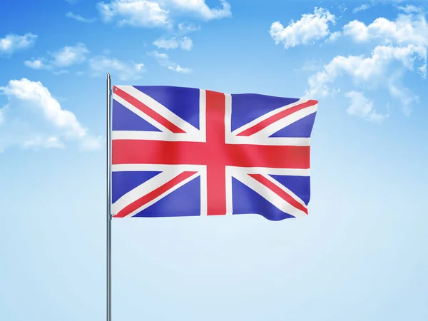 Bandera Del Reino Unido Ondeando Cielo Nublado Ilustración — Foto de Stock