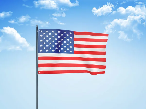 Vlajka Spojených Států Zamračené Obloze Ilustrace — Stock fotografie