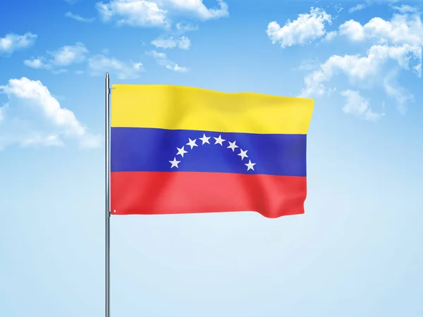 Venezuela Zászló Integetett Felhős Égen Illusztráció — Stock Fotó