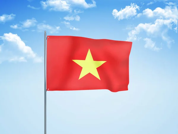 Bandera Vietnam Ondeando Cielo Nublado Ilustración — Foto de Stock