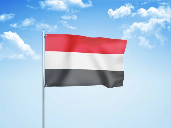 Bandera Yemen Ondeando Cielo Nublado Ilustración —  Fotos de Stock