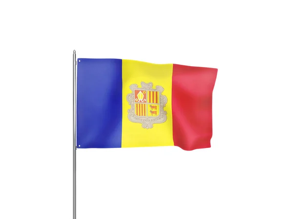 Bandera Andorra Ondeando Fondo Blanco Ilustración Aislada — Foto de Stock