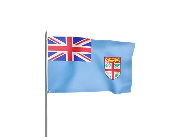Fiji Flagga Viftande Vit Bakgrund Isolerad Illustration — Stockfoto