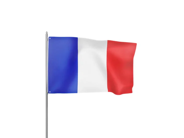 France Flag Waving White Background Isolated Illustration — Stock Photo, Image