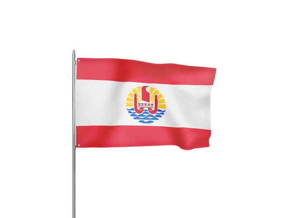 French Polynesia Flag Waving White Background Isolated Illustration — Stock Photo, Image