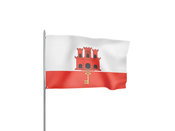 Bandeira Gibraltar Acenando Fundo Branco Ilustração Isolada — Fotografia de Stock