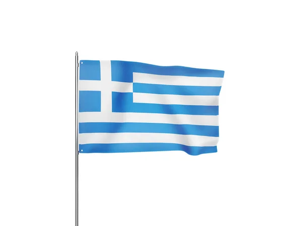 Greece Flag Waving White Background Isolated Illustration — Stock Photo, Image