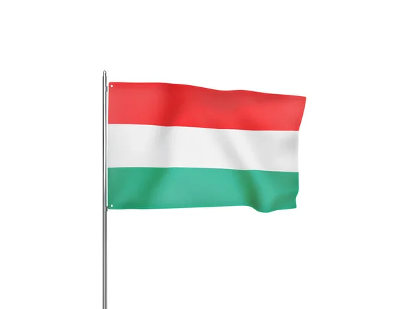 Угорський Прапор Розмахуючи Білим Фоном Ізольований Ілюстрація — стокове фото