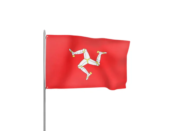 Σημαία Της Νήσου Mann Κυματίζει Λευκό Φόντο Απομονωμένη Απεικόνιση — Φωτογραφία Αρχείου