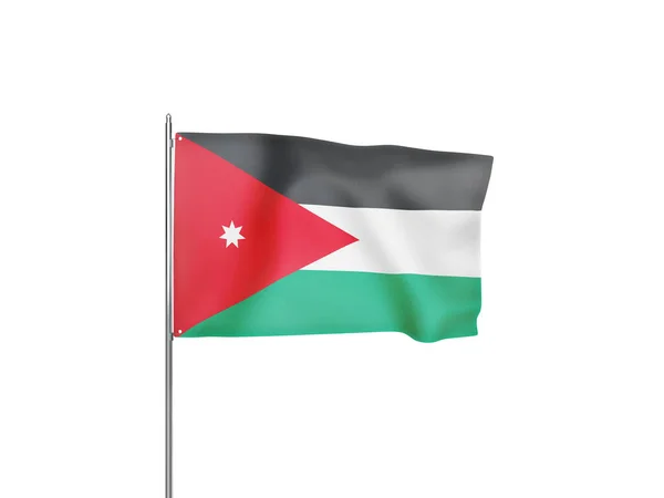 Jordanië Vlag Zwaaien Witte Achtergrond Geïsoleerde Illustratie — Stockfoto