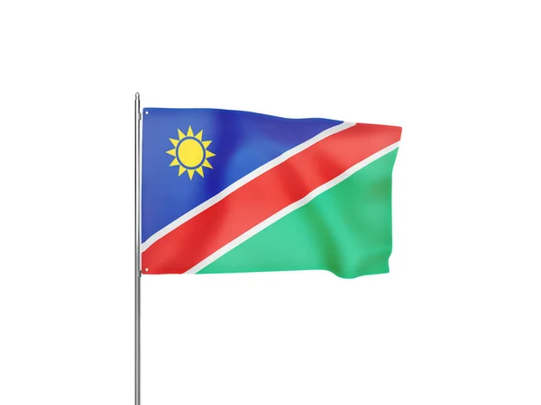 Namibia Flagge Schwenkt Weißen Hintergrund Isolierte Illustration — Stockfoto