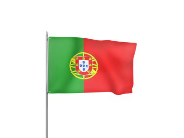 Portekiz bayrağı beyaz arka planda izole edilmiş üç boyutlu illüstrasyon