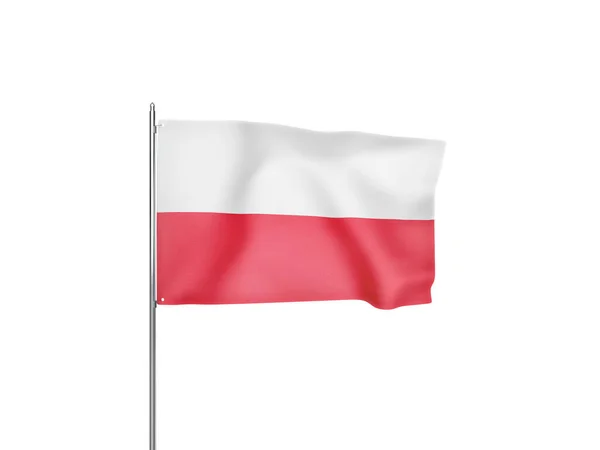 Polsko Vlajka Mávání Bílým Pozadím Izolované Ilustrace — Stock fotografie
