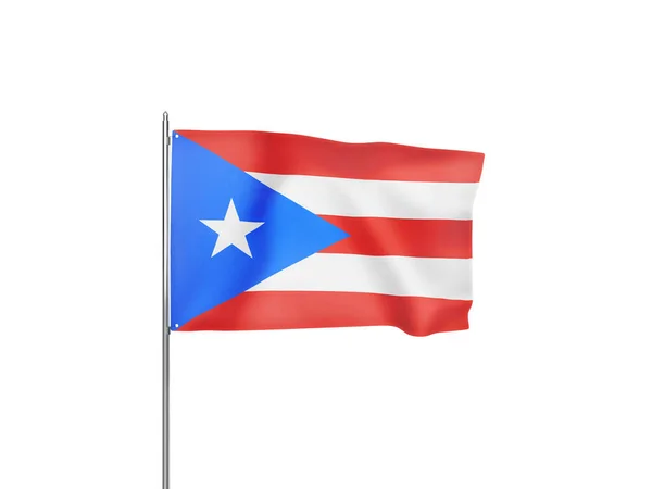 Puerto Rico Vlajka Mávání Bílým Pozadím Izolované Ilustrace — Stock fotografie
