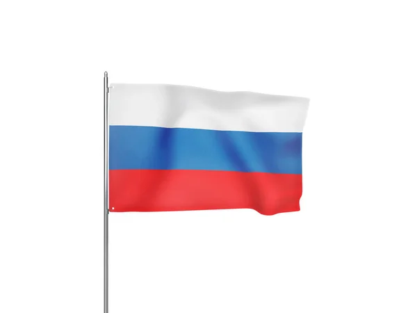 白い背景の孤立した3Dイラストを振ってロシア国旗 — ストック写真