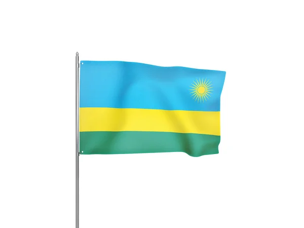 Ruanda Flagge Schwenkt Weißen Hintergrund Isolierte Illustration — Stockfoto