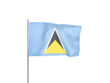 Saint Lucia bayrağı beyaz arka planda izole edilmiş üç boyutlu illüstrasyon