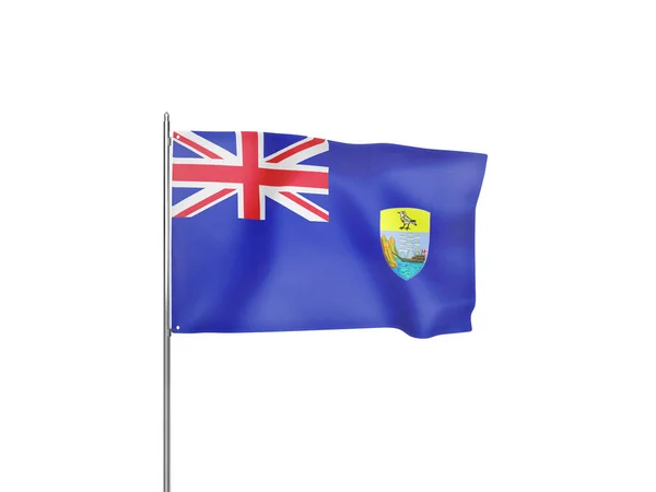 Saint Helena Flagge Schwenkt Weißen Hintergrund Isoliert Illustration — Stockfoto