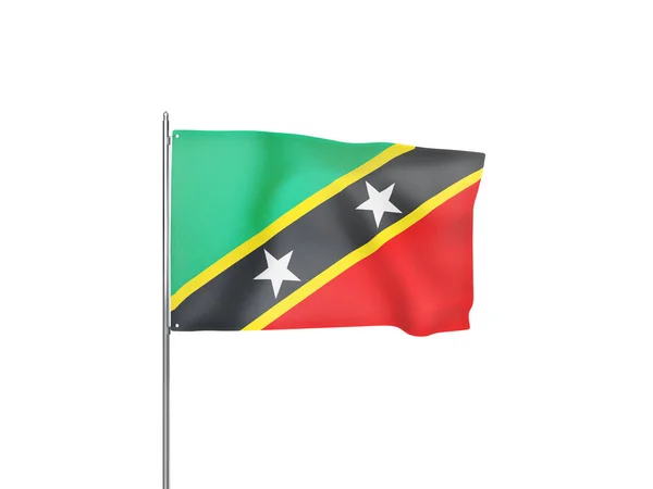 Saint Kitts Nevis Bandiera Sventolando Sfondo Bianco Isolato Illustrazione — Foto Stock