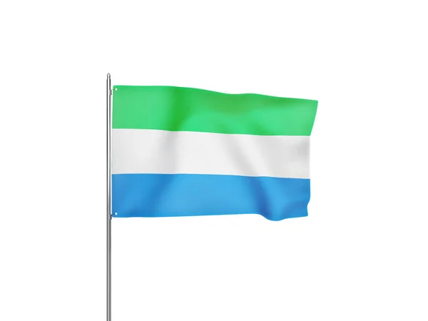 Sierra Leone Flag Waving White Background Isolated Illustration — Stock Photo, Image